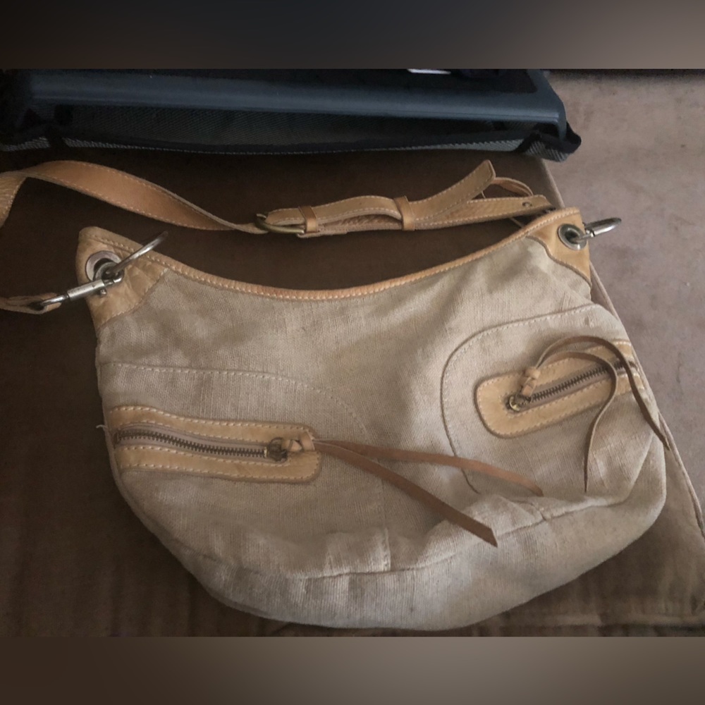 4-sale Bardot Rose Leather & Linen Canvas Hobo Bag -615 $65 or $60 w/offer